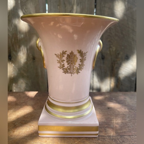 Vintage Blush Pink & Gold Vase Victorian Cottage Shabby Chic Floral Cottagecore - Picture 3 of 6